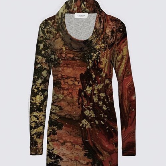 Le Galeriste Mis Tunic in sweater knit California wild fires design - Picture 2 of 4